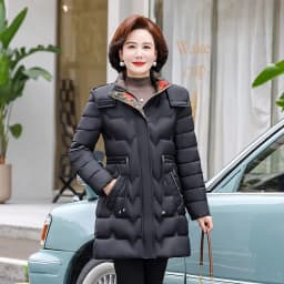 Women's Winter Thickened Long Cotton Jacket Quilted Slim Fit Waist-Cinching down Coat Regular Sleeve Long Zipper Closure