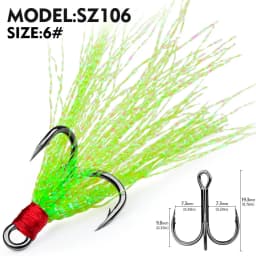 5Pcs 10Pcs Fishing Treble Hooks 4X Strength With Feather Tackle Fishing Hook Stronger Carbon Steel Barbed Fishhooks Pesca
