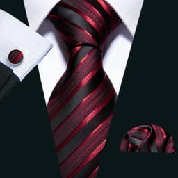 Fashion Red Plaid Men Tie Set 8.5cm Silk Jacquard Neckties Wedding Business Handkerchief Cufflink Tie Set Barry.Wang FA-6011