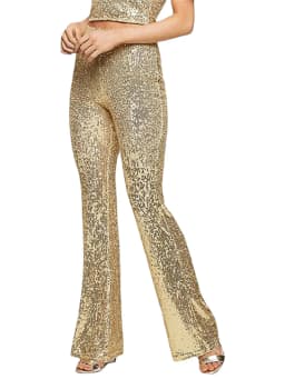 Women Sequin Pants Spring Autumn Flared Pants High Waist Bodycon Bell-Bottom Trousers