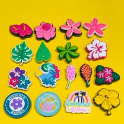 1-23Pcs Parrot Aloha Hawaii Summer Vibes DIY Kids Shoes Button Charms Hula Flowers PVC Buckle Clog Decorations
