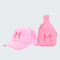 2pcs children's 26-letter printed truck driver hat and chest bag set, lightweight all-in-one visor, suitable for girls' daily