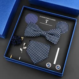 Luxury Neck Tie Set For Men Classic Brand Necktie Bowtie Hanky Cufflinks Floral Brooches Tie Clip Set Wedding Business Box Gift