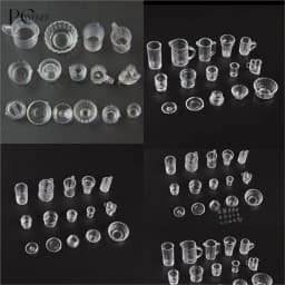 15/17PCS/set Plate Cup Dish Bowl Tableware Set Dollhouse Miniature Toy Doll Food Kitchen Living Room Accessories 1:12 Scale