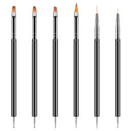 YIKOOLIN 31PCS Nail Art Brushes Nail Art Tool Set Double Ended Nail Dotting Tools Nail Dust Brush Acrylic Brush Manicure Tools
