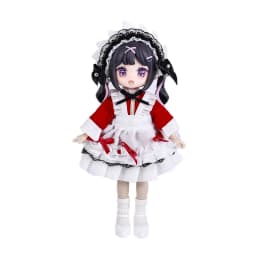Obitsu 11 Clothes Gothic Lace Maid Tiered Apron Lolita Sweet Dress with Frill Bonnet Hairband Bow Decor Cafe Cosplay Doll Outfit