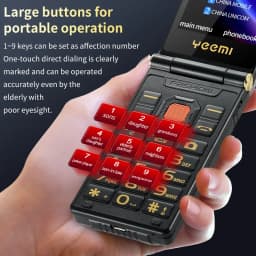 YeeMI M7+ 4G Rugged Feature Phone Big Button Full Band Flip Phone Dual SIM Dual Screen 6800mAh Big Battery Cellphone For Old Man