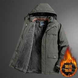 Men Winter Parka Down Jackets Military Windproof Hooded Parka Male Fur Collar Fleece Parkas Men Fashion Casual Thick Jacket