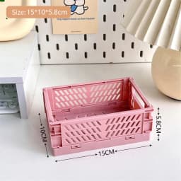 Collapsible Crate Plastic Folding Storage Box Basket Utility Cosmetic Container Desktop Holder Home Use School Desk Storage Box
