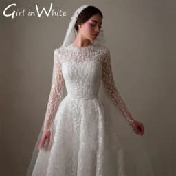 Wedding Dress Bead O-Neck 2026 Embroidery A-Line Ballgown Long Sleeves Lace Applique Customized Bride Dress Vestido De Novia