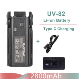 Baofeng UV-82 Li-ion Battery USB Type-C Charger 2800mah Enlarge 3800mAh BL-8 Original For Radio UV-8D UV-82HP UV-8D UV-82WX UV89