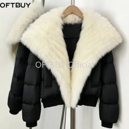 OFTBUY New Winter Clothing Female Duck Down Jacket Women Natural Fur Coat Short Warm Fashion Casual Fur Collar Puffer Outerwear