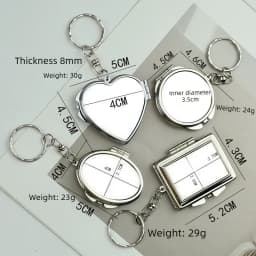 Mini Keychain Mirror Folding Pocket Double Makeup Mirror Heart-Shaped Round Cosmetic Mirror Small Portable for Travel