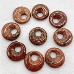 18mm Natural Gem Stone Quartz Crystal Amethyst Donut Charm Beads Pendant For Diy Jewelry Making Necklace Accessories 10pcs