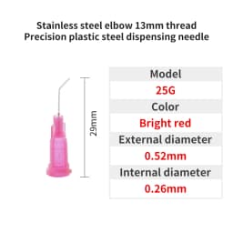 20pcs 13mm Elbow Dispensing Machine Injection Needle 14G-27G Stainless Steel Dispensing Needle Spiral Mouth Nozzle Glue Needle