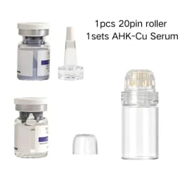 20Pin 0.5mm Microneedle Titanium Needle Roller Stamp With AHK‑Cu Serum Applicator For hair microneedle infusion