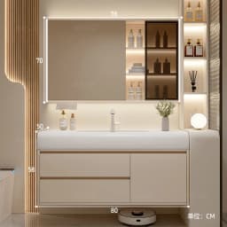 Vanity with Sink Shelves Sink Under Cabinet Bathroom Bathroom Sets Full Set Furniture Comfortable with Drawers Storage Cabinet