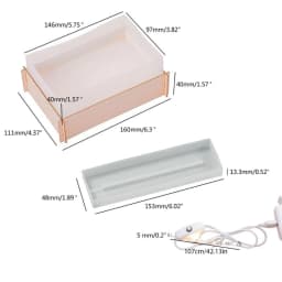 Epoxy Resin Casting Mold Kit Rectangular Silicone Mold for DIY LED Light Ornaments Lamp Shade Light Base with USB Cable