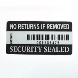 100pcs 40x20mm WARRANTY VOID IF REMOVED SECURITY SEALED BAR-CODE Vinyl Label Double Serial Numbers Sticker Tamper Evident