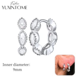 925 Sterling Silver Ear Needle Hoop Earrings Crystal Circle Small Huggie Earrings for Women Simple Females Girls Jewelry