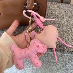 Heart Shaped Leather Plush Silicone Cord Chain Key Pendants Women Charm Bag Pendant Couple Key Ring Kid Toy Gift Key Jewelry