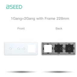 BSEED EU Standard Touch Light Switch Panel With Wall Socket Frames 228mm Metal Base Included Glass Frame Without Switch Part