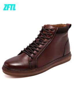 ZFTL Men's Ankle Boots Basic Boots Man Ankle Boots Genuine Leather Big sizeNew 2025 Casual Lace up Booties Cowhide