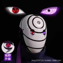 Naruto Anime Helmet mask eyes shining Cosplay Uchiha Obito Shine Mask Akatsuki Sharingan Cartoon Shine Highly Imitative toy Mask