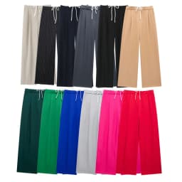 Splicing Design Solid Color Pants Women Fashion Simple Elastic Waist Lace Up Trousers Lady All-match Commuting Straight Pant New