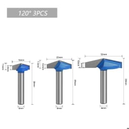 LAVIE Set 1/4 6mm Shank 60 90 120 150 Degree V Type Slotting Cutter Bit CNC Engraving Solid Router Bit Carbide Milling Cutter