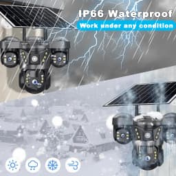 V380 Pro 15MP Solar Camera Three Lens Audio Outdoor IP66 Waterproof Built-in Battery Security CCTV HD 4G SIM Card Network Camera