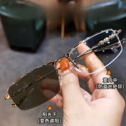 0 To -6.0 Myopia Glasses Anti Blue Light/ Photochromic Versatile Men's Business Glasses Half Frame Myopia Glasses