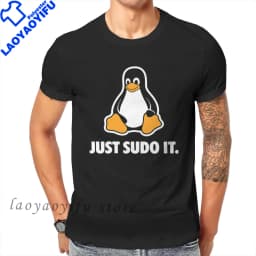 S-5XL Men Clothing Just Sudo It TShirt Funny for Men Linux Operating System Tux Penguin Clothing Style Tops Oversized T Shirt