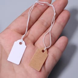 100pcs/lot Jewelry Small Tags Square Blank Tags Card Cowhide Elastic Thread Hanging Tags Price Tag Jewelry Display Marking Label