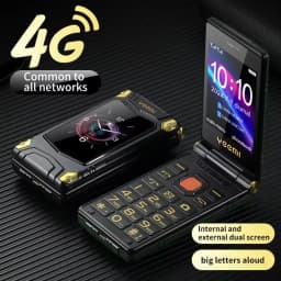 YeeMI M7+ 4G Rugged Feature Phone Dual SIM Dual Screen Large Fonts For Old Man 6800mAh Cellphone SOS Russian Hebrew keyboard