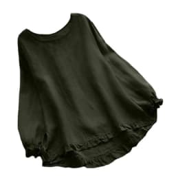 Women Round Neck Sweatshirts Solid Loose Casual Sweatshirt Ruffled Long Sleeve Tops Ladies Elegant Top Pullover Splice