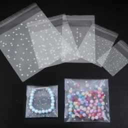 100pcs Plastic Transparent Cellophane Bags White Polka Dot Self Adhesive Packing Bags For Wedding Party Candy Jewelry Gifts Bags
