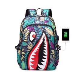Children's Backpack Shark Personality Pattern Printed Large Capacity Lightweight Simple Backpack Cartoon