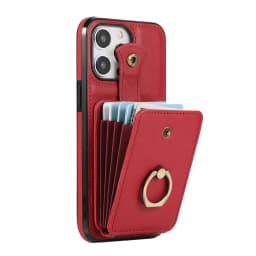 For iPhone 18/17e/16/15/14 Pro Max Plus Case Wallet with Card Holder, 360°Rotation Finger Ring Holder Kickstand, RFID Blocking