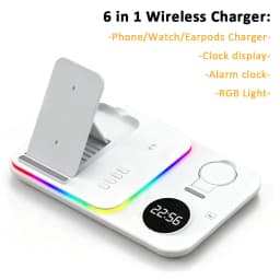 4 in 1 Wireless Charger Alarm Clock Stand For Samsung S26 S25 Galaxy Watch 8 7 6 5 Active 2 Buds4 Pro 3/2 Fast Charging Station
