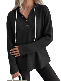 Casual Pullover Hoodie with V Neck Regular Length American and European Style Regular Sleeve Autumn Long Sleeve Women Hoodie