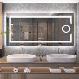 LUVODI LED Bathroom Mirror Wall Mounted, Magnifying Vanity Mirror with Lights for Makeup Shaving, Washroom Toilet Shower Mirror