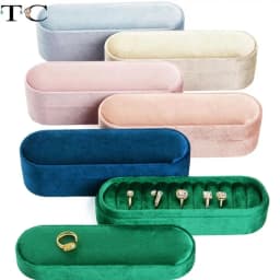 High-End Exquisite Retro Portable Velvet Ring Storage and Display Box Soft Velvet Ring Earring Jewelry Box