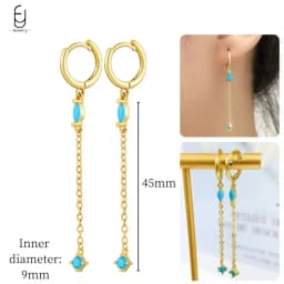 925 Sterling Silver Needle Exquisite Turquoise Silver Earrings for Women Blue Crystal Geometry Pendant Earrings Luxury Jewelry