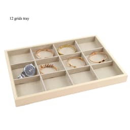 Unique-Beige Velvet Necklace Ring Earring Holder Newly Wooden Jewelry Tray Series Jewelry Disply Jewellery Organizer Box