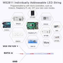 5V 12V WS2811 WS2812 3PIN Clear Lense LED String Lights Dream Color RGBIC Addressable Individually Fairy Seed Pixels Light
