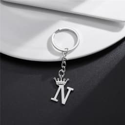 Unique DIY Crown Stainless Steel A-Z Letters Pendant Keychains for Men Women 26 Alphabet Car Key Ring Name Jewelry Keyrings Gift