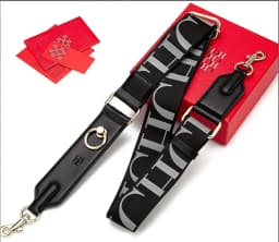CH Wide Shoulder Bag Strap Set With Monogram Print Leather Accents And Heavy Duty Metal Hardware For Daily Use
