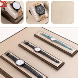 Champagne Leather Watch Display Stand Jewelry Counter Window Showcase Watch Chain Display Props Set for Jewelry Exhibition