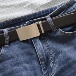 Simple men's belt black automatic buckle ratchet belt genuine leather belt best match jeans suit pants business casual belt men